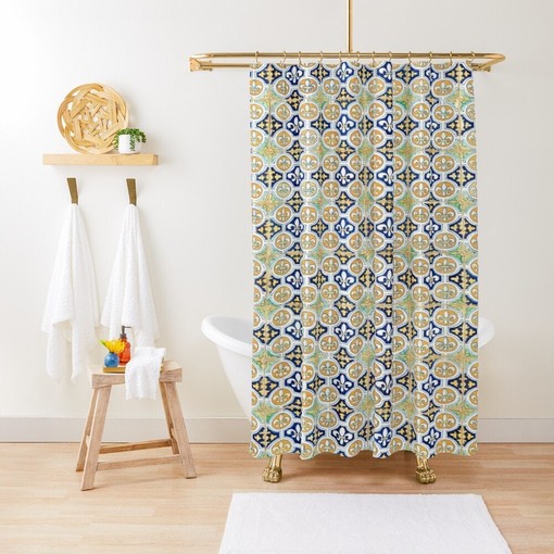 Boho Art Nouveau Shower Curtain - Elegant Bathroom Decor - Eco-Friendly and Water-Resistant with Hooks - Image 2