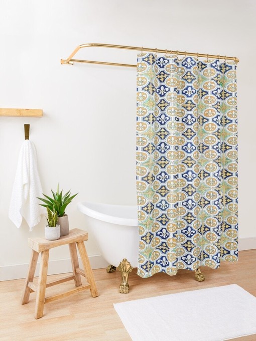 Boho Art Nouveau Shower Curtain - Elegant Bathroom Decor - Eco-Friendly and Water-Resistant with Hooks - Image 3