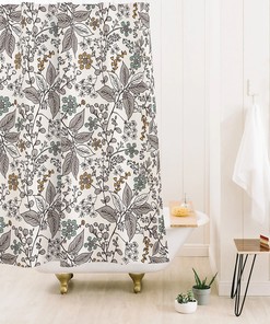 Boho Bathroom Decor with Beautiful Floral Print, Fabric Bath Curtain with Bohemian Touches