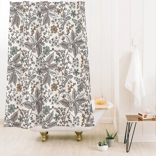 Boho Bathroom Decor with Beautiful Floral Print, Fabric Bath Curtain with Bohemian Touches