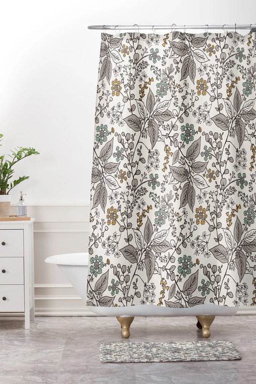 Boho Bathroom Decor with Beautiful Floral Print, Fabric Bath Curtain with Bohemian Touches - Image 3