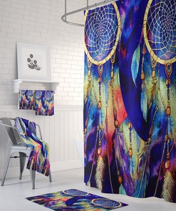 Boho Bathroom Decor with Dreamcatcher Collage Shower Curtain Set including Print Shower Curtain