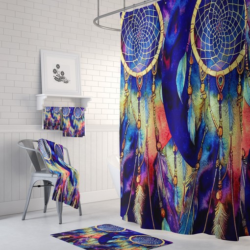 Boho Bathroom Decor with Dreamcatcher Collage Shower Curtain Set including Print Shower Curtain