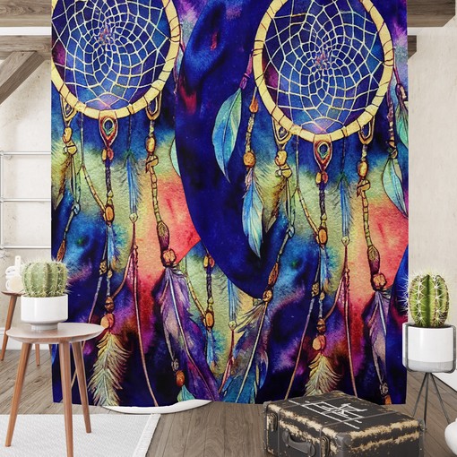 Boho Bathroom Decor with Dreamcatcher Collage Shower Curtain Set including Print Shower Curtain - Image 2