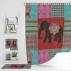 Boho Batik Elephant Shower Curtain Set with Customizable Bath Mat and Towel Options