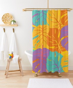Boho Botanic Disney Shower Curtain - Colorful Floral Decoration and Eco-Friendly Material with Hooks Included