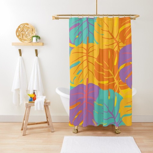 Boho Botanic Disney Shower Curtain - Colorful Floral Decoration and Eco-Friendly Material with Hooks Included
