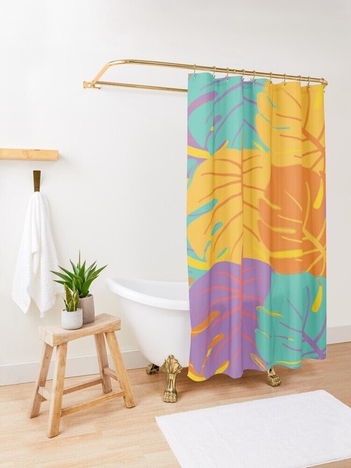 Boho Botanic Disney Shower Curtain - Colorful Floral Decoration and Eco-Friendly Material with Hooks Included - Image 2