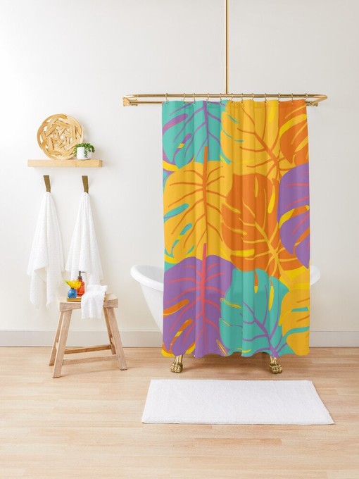 Boho Botanic Disney Shower Curtain - Colorful Floral Decoration and Eco-Friendly Material with Hooks Included - Image 4