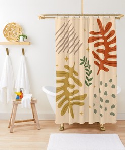 Boho Botanic Disney Shower Curtain - Trendy Design and Eco-Friendly Material - Perfect for Bohemian Decor with Hooks