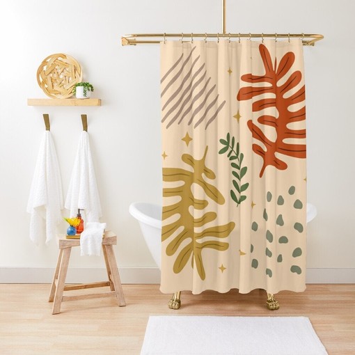 Boho Botanic Disney Shower Curtain - Trendy Design and Eco-Friendly Material - Perfect for Bohemian Decor with Hooks