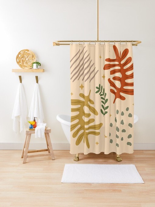Boho Botanic Disney Shower Curtain - Trendy Design and Eco-Friendly Material - Perfect for Bohemian Decor with Hooks - Image 3