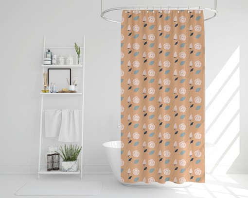 Boho Botanical Orange Roses Shower Curtain / Waterproof Durable Bath Curtain / Bohemian Flowers Decor 71x71 in - Image 4