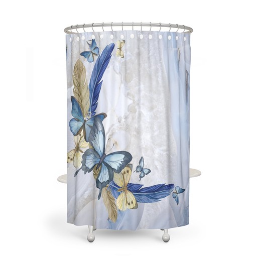 Boho Butterfly Bathroom Decor with Blue Shower Curtain and Bath Set Options - Image 2