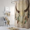 Boho Chic Bull Skull Shower Curtain with Beige Watercolor Print