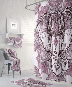 Boho Chic Elephant Kids Shower Curtain Set with Optional Towels