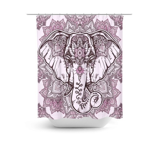 Boho Chic Elephant Kids Shower Curtain Set with Optional Towels - Image 3