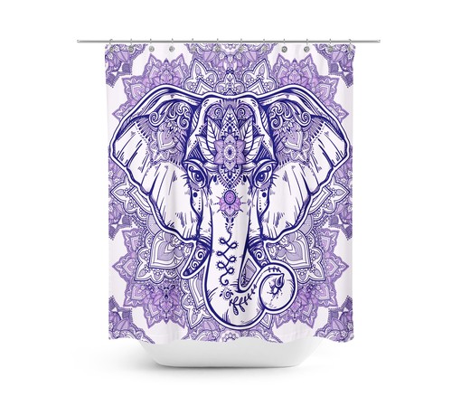 Boho Chic Elephant Kids Shower Curtain Set with Optional Towels - Image 4
