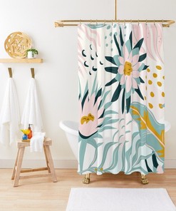 Boho Chic Floral Disney Shower Curtain - House Warming Gift with Eco-Friendly and Waterproof Material and Hooks Included