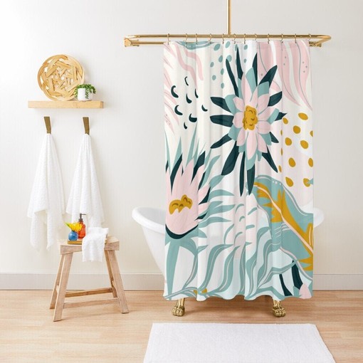 Boho Chic Floral Disney Shower Curtain - House Warming Gift with Eco-Friendly and Waterproof Material and Hooks Included