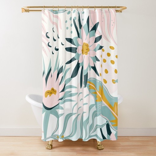 Boho Chic Floral Disney Shower Curtain - House Warming Gift with Eco-Friendly and Waterproof Material and Hooks Included - Image 3