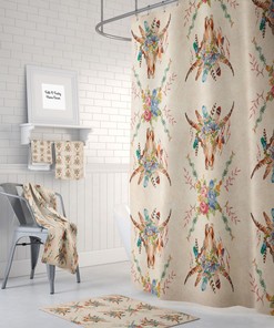 Boho Chic Southwest Bull Skull Shower Curtain with Best Print