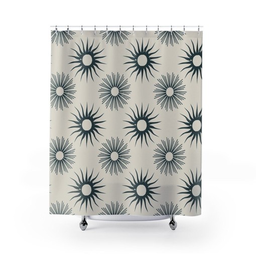 Boho Contemporary Print Shower Curtain for Dorm Room and Bathroom Decor