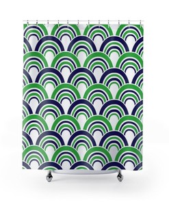 Boho Contemporary Shower Curtain for Dorm Room and Bathroom Decor in Colorful Design
