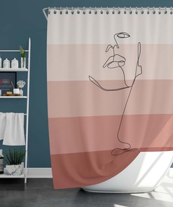 Boho Female Face Sketch Drawing Woman Beauty Shower Curtain