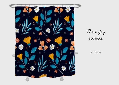 Boho Floral Flower Shower Curtain with Customizable Sizes, Perfect for a Soft and Feminine Boho Style