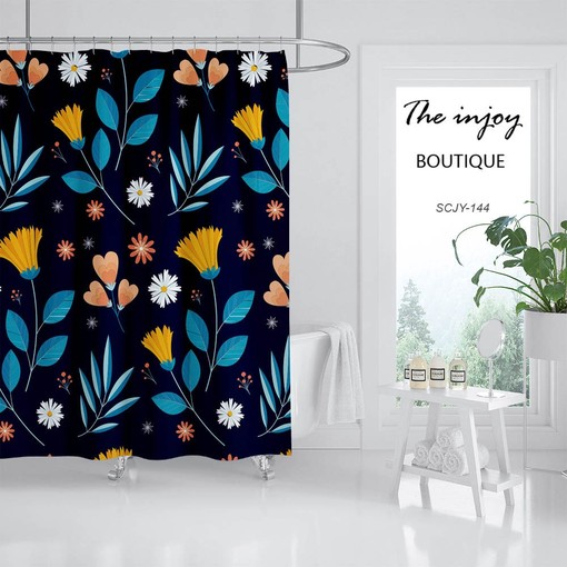 Boho Floral Flower Shower Curtain with Customizable Sizes, Perfect for a Soft and Feminine Boho Style - Image 2