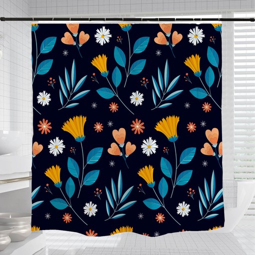 Boho Floral Flower Shower Curtain with Customizable Sizes, Perfect for a Soft and Feminine Boho Style - Image 3