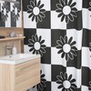 Boho Flower Shower Curtain, Vintage Groovy Tub Accessory