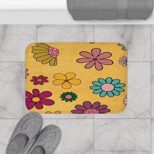 Boho Flowers Groovy Bathroom Set - Fun and Vintage Retro Shower Accessory - Image 3