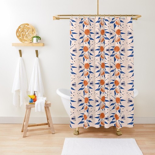 Boho Fruits and Flowers Disney Shower Curtain - Abstract Design and Eco-Friendly Material