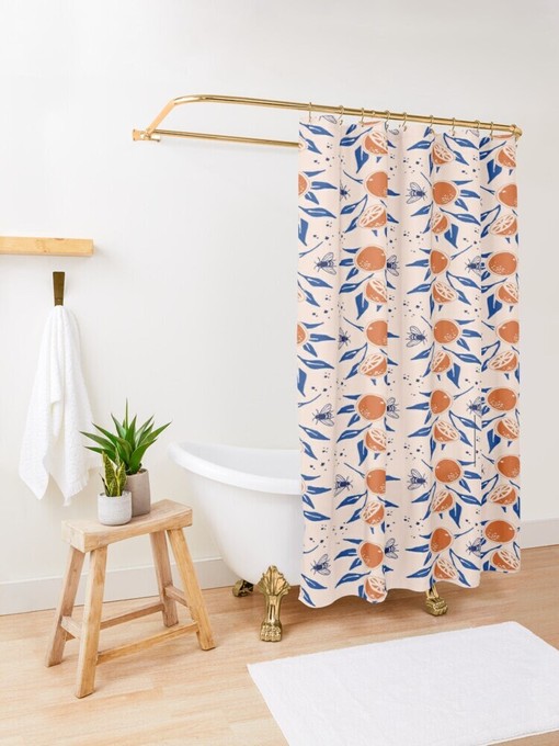 Boho Fruits and Flowers Disney Shower Curtain - Abstract Design and Eco-Friendly Material - Image 3