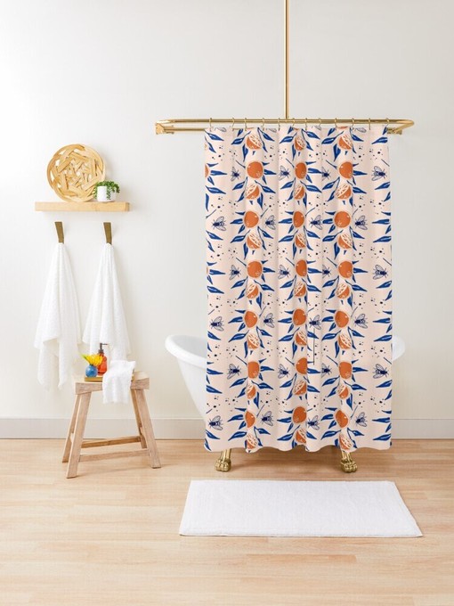 Boho Fruits and Flowers Disney Shower Curtain - Abstract Design and Eco-Friendly Material - Image 4