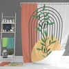 Boho Green Leaves Pattern Shower Curtain and Mat, Rustic Bathroom Decor Accessories