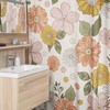 Boho Groovy Flowers Shower Curtain, Retro 70s Bathroom Accessory, Colorful Bath Decoration