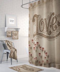 Boho Grunge Shower Curtain Set with Unique Bathroom Decor