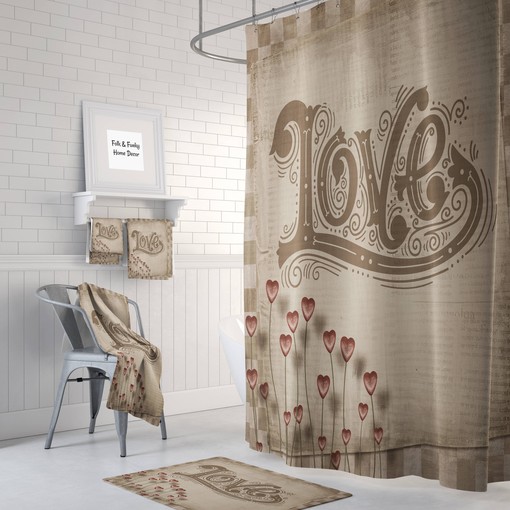 Boho Grunge Shower Curtain Set with Unique Bathroom Decor