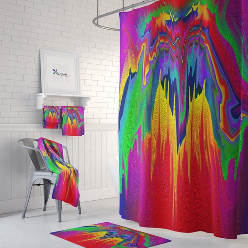 Boho Hippie Shower Curtain | Retro Abstract Wild Design | Vintage Bath Set - Image 2