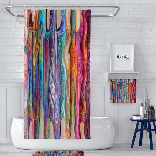 Boho Hippie Swirls Shower Curtain Set with Gypsy Rainbow Vintage Shower Curtains - Image 2
