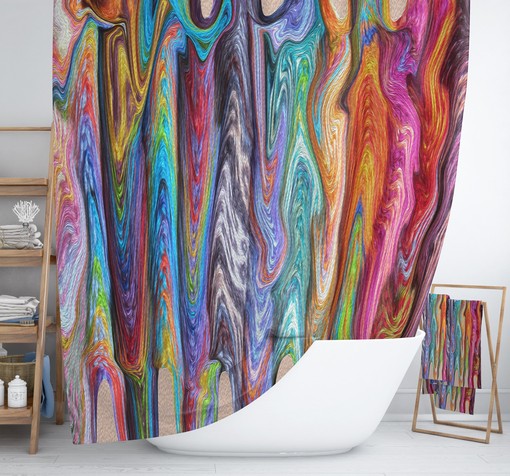 Boho Hippie Swirls Shower Curtain Set with Gypsy Rainbow Vintage Shower Curtains - Image 3