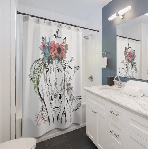 Boho Horse Head Cowgirl Bathroom Decoration Shower Curtain - Image 2