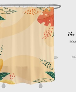 Boho Leaf Shower Curtain with Customizable Sizes and Hooks, Perfect for Unique Bathroom Style
