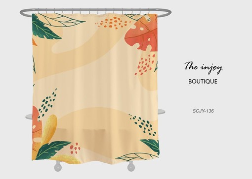 Boho Leaf Shower Curtain with Customizable Sizes and Hooks, Perfect for Unique Bathroom Style