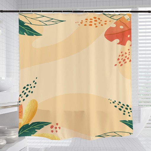 Boho Leaf Shower Curtain with Customizable Sizes and Hooks, Perfect for Unique Bathroom Style - Image 3