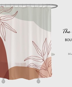 Boho Leaf Shower Curtain with Tropical Leaves and Customizable Sizes, Perfect for Boho Style