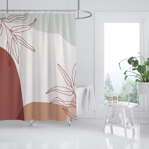 Boho Leaf Shower Curtain with Tropical Leaves and Customizable Sizes, Perfect for Boho Style - Image 2